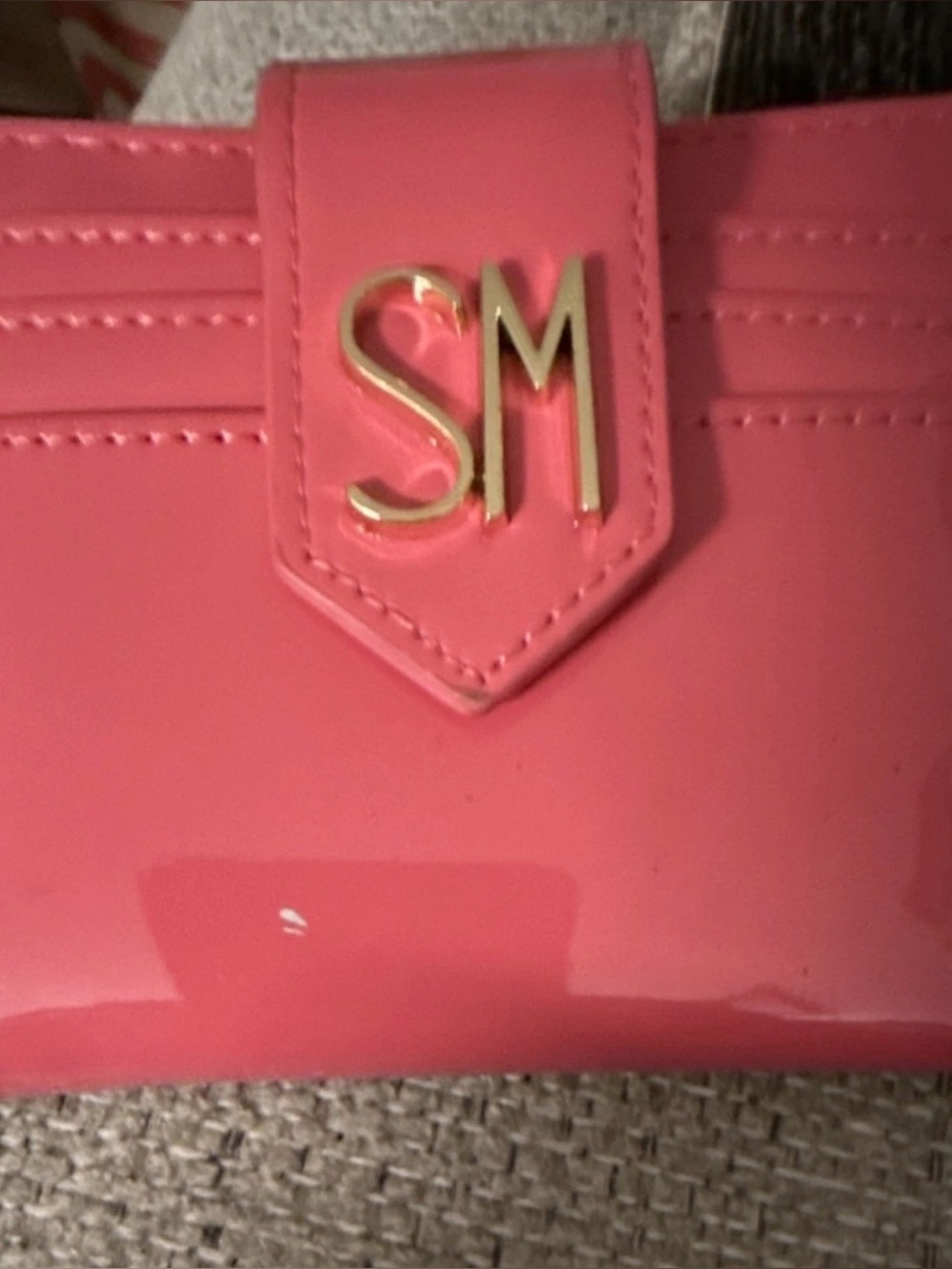 Steve Madden Pink Patent Wallet with Gold SM Logo